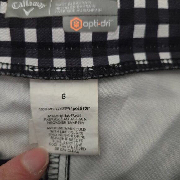 Callaway Opti Dri Golf Shorts 6 Plaid Check Black White Bermuda Chino Preppy - Picture 4 of 6